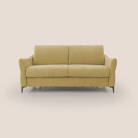Dalia divano letto con materasso H18 cm e piedi alti in raffinato tessuto smacchiabile T17 giallo