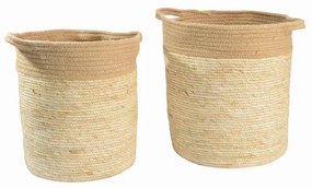 Set di Cesti DKD Home Decor Naturale Crema Fibra Iuta (2 pezzi) (36 x 36 x 40 cm)