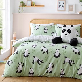 Biancheria da letto per bambini verde per letto matrimoniale 200x200 cm Panda Paws – Catherine Lansfield