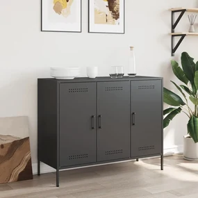 Credenza Nera 100,5x39x79 Cm İn Acciaio /