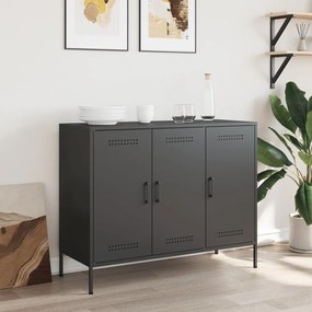 Credenza Nera 100,5x39x79 Cm İn Acciaio /