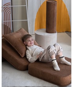 Poltrona per bambini marrone con rivestimento in velluto a coste Flip – Wigiwama
