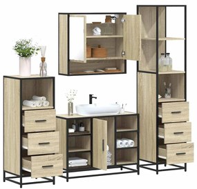Set Mobili Da Bagno 4 Pz Rovere Sonoma İn Legno Multistrato /