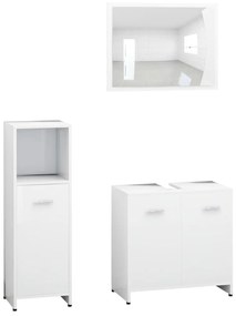 Set mobili da bagno 4 pz bianco in legno multistrato