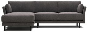 Kave Home - Divano Gilma 3 posti chaise longue destra/sinistra grigio chiaro con piedini neri 260 cm F