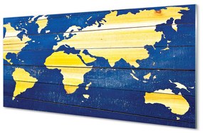Quadro acrilico Mappa sulle assi blu 100x50 cm