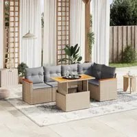 Set Divano da Giardino 6 pz con Cuscini Beige in Polyrattan 3273068