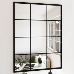 Specchio Da Parete Nero 80x40 Cm İn Metallo /