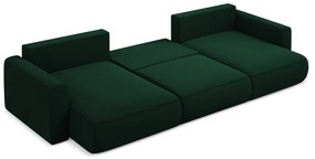 Divano angolare verde allungabile/con contenitore (a U) con rivestimento in velluto Kapua – Makamii