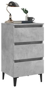 Comodino con gambe in metallo grigio cemento 40x35x69 cm