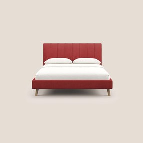Selene letto imbottito con piedini naturali sfoderabile in tessuto impermeabile T02
