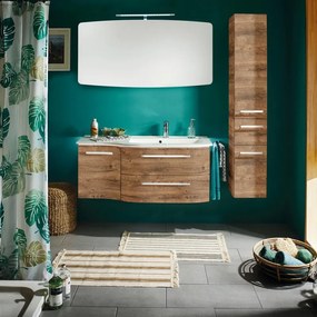 Mobile da bagno sospeso Contea di Pelipal L 117 x H 48 x P 49.5 cm rovere ribbeck, 2 cassetti 1 anta dx con ripiano di vetro