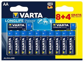 Batteria Varta 1,5V AA Stilo Longlife Power Alcalina confezione da 12 pile