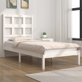 Letto Senza Materasso Bianco 90x190 Cm İn Legno Massello Pino /