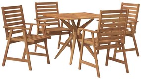 Set da pranzo per giardino 5 pz in legno massello di acacia