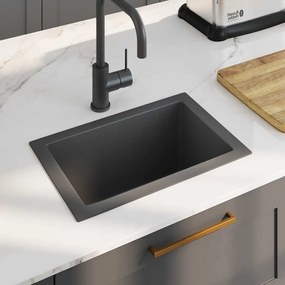 Lavello Da Cucina Lavorato A Mano Nero İn Acciaio Inox /