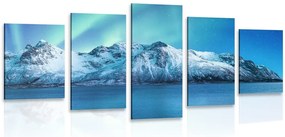Quadri 5 pezzi – Aurora boreale artica