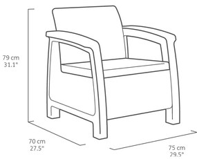 Set da giardino grigio scuro per 4 persone Corfu - Keter