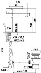 Paffoni Ringo Rin075 Es Miscelatore lavabo Monocomando con Cartuccia Energy Saving E Scarico Automatico Cromo