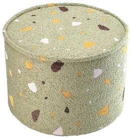 Pouf per bambini verde con rivestimento in bouclé e ciniglia Terrazzo – Wigiwama