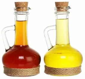 Set olio e aceto DKD Home Decor 9 x 9 x 16 cm Cristallo Naturale Trasparente Sughero 320 ml 2 Unità