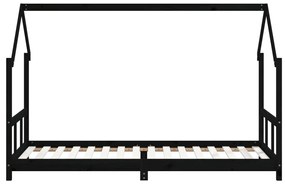 Giroletto per bambini nero 90x200 cm in legno massello di pino