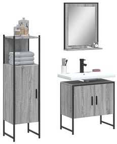 Set Mobili Da Bagno 3 Pz Grigio Sonoma İn Legno Multistrato /