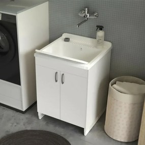 Mobile lavatoio 60x60 cm bianco in kit di montaggio con vasca e asse Ikaro