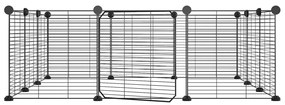 Gabbia per animali 12 pannelli con porta nero 35x35 cm acciaio