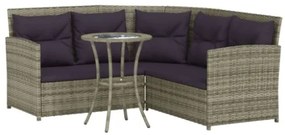 Set Divano a L con Cuscini 2 pz Grigio in Polyrattan