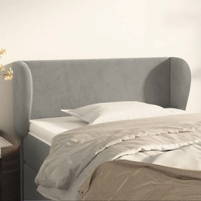 Testiera Ad Orecchio Grigio Chiaro 103x23x78/88 Cm İn Velluto /