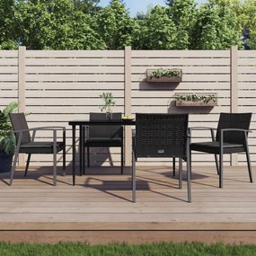 Sedie da giardino con cuscini 4pz nere 56,5x57x83 cm polyrattan