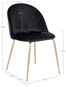 Sedie da pranzo in velluto nero in un set di 2 pezzi Geneve - House Nordic
