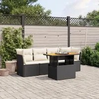 Set Divani da Giardino 5 pz con Cuscini in Polyrattan Nero 3270664