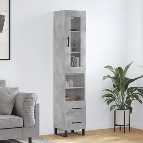 Credenza grigio cemento 34,5x34x180 cm in legno multistrato