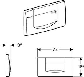 Geberit 115.222.11.1 - Pulsante di scarico 200F 34x18,5 bianco alpino