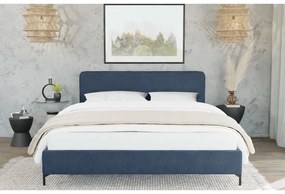 Letto singolo imbottito blu scuro con griglia 90x200 cm Barker - Ropez