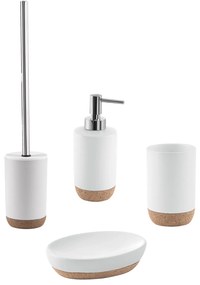 Set 4 Accessori D'Appoggio Gedy "Ilary" Bianco/Sughero