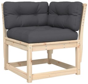 Set salotto giardino 8 pz cuscini antracite legno massello pino