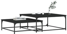 Tavolini impilabili 2 pz neri in legno multistrato