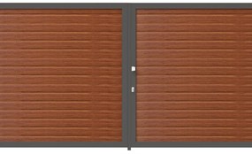 Cancello manuale battente ALBA Maia120 Close in alluminio, apertura centrale, L 300 x H 160 cm, di colore rovere dorato