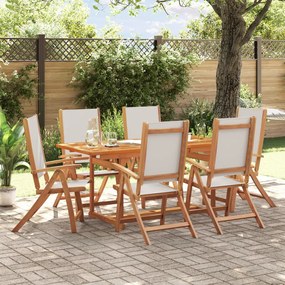 Set Pranzo Da Giardino 7pz Legno Massello Di Acacia E Textilene /