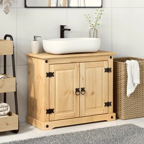 Mobile lavabo da bagno corona 73x33x60cm legno massello di pino