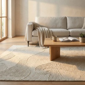 OLIVIA - tappeto in lana avorio con decoro