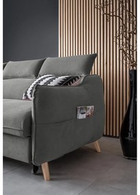 Divano letto angolare in velluto grigio chiaro (angolo sinistro) Sweet Harmony - Miuform