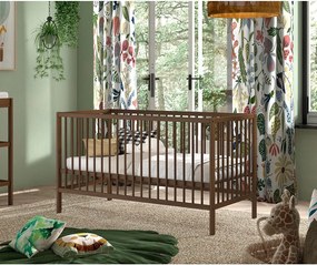 Lettino marrone in faggio massiccio con sponde rimovibili/con altezza regolabile 70x140 cm Dino – Vipack