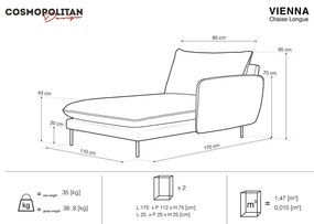 Sedia a sdraio in velluto blu (angolo destro) Vienna - Cosmopolitan Design