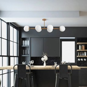 Plafoniera bianca/dorata con paralume in vetro 40x110 cm Fazli – Opviq lights