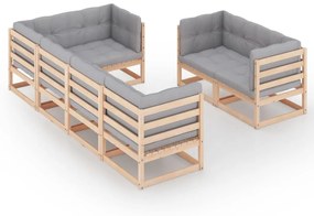 Set divani da giardino 7 pz con cuscini legno massello di pino
