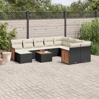 Set Divani da Giardino 11 pz con Cuscini in Polyrattan Nero 3260642